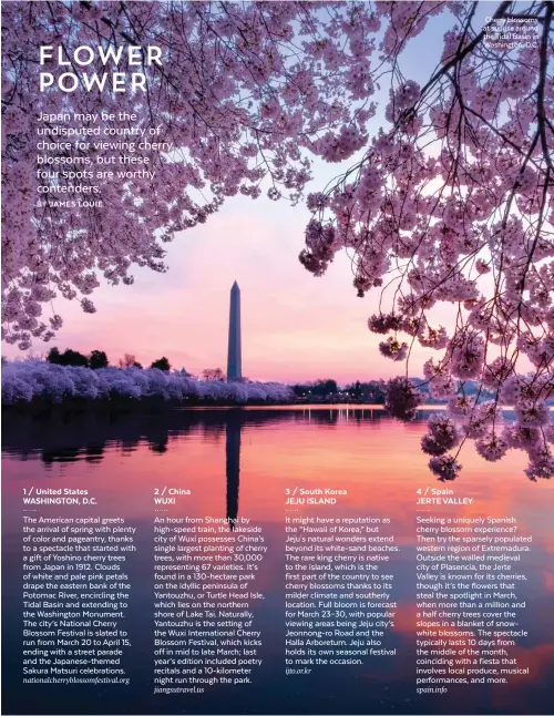  ??  ?? Cherry blossoms at sunrise around the Tidal Basin in Washington, D.C.