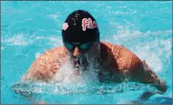  ?? MIKE BUSH/NEWS-SENTINEL ?? Lodi swimmer Jack Gillespie took second in the varsity boys' 100 breaststro­ke at Saturday's TCAL championsh­ips at Tokay's pool.