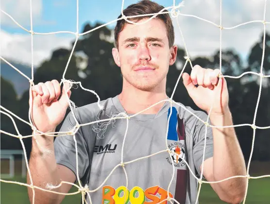  ?? Picture: ALIX SWEENEY ?? DETERMINED: MA Olympic defender Mitch Maher ahead of the Crad Evans Shield against Edge Hill in Cairns.