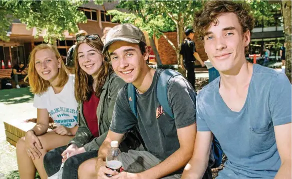  ?? Photos: USQ Photograph­y, Davd Martinelli ?? THE BEGINNING: Attending the USQ orientatio­n day are (from left) Ellie Van Der Linden, Chloe Greenfield, Reilly Skewes and Lachlan Hunter.
