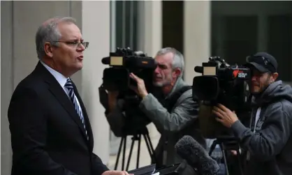  ?? Photograph: Mick Tsikas/EPA ?? The latest Guardian Essential survey of 1,099 voters suggests voters have lost confidence in Scott Morrison during this Covid outbreak.