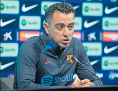  ?? ?? Xavi, ayer en la sala de prensa Ricard Maxenchs del Camp Nou.