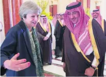  ?? Bandar Algaloud / Reuters ?? Saudi crown prince Mohammed bin Nayef and British prime minister Theresa May in Riyadh yesterday.