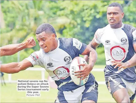  ?? Picture: FILE ?? National sevens rep Napolioni Bolaca on attack during the Super Sevens Series tournament early this year.