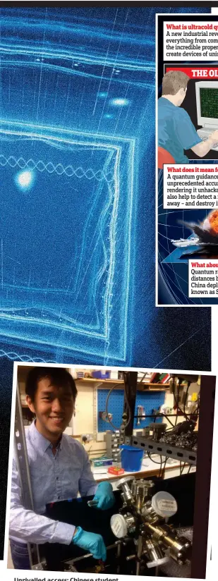 ??  ?? Unrivalled access: Chinese student Dongyang Xu in Oxford’s Ultracold Quantum Matter lab