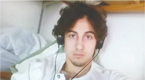  ?? U. S. ATTORN EY’S OFFICE IN BOSTON / HANDOUT VIA REUTERS / FILES ?? Convicted Boston bomber Dzhokhar Tsarnaev will remain in super-secure federal custody for the rest of his life.