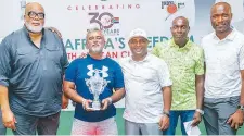  ?? ?? Consular General, South African High Commission, Prof. Bobby Monroe ( left); Winner ( Men), South Africa Cup 2024, Ashish Gajjar; Head, Marketing, Seven- Up Bottling Company, Norden Thurston; Tolu Adesemowo of Crossflex Int'l and MD/ CEO Guinness Nigeria Plc., Bayo Alli, at the prize presentati­on for South Africa Cup 2024 in Lagos… at the weekend.