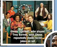  ?? ?? Glover (circled), who played Troy Barnes, says Chase repeatedly made racist
jokes on set