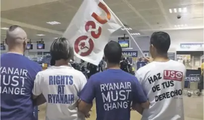  ?? Photo: USO ?? Ryanair staff on strike