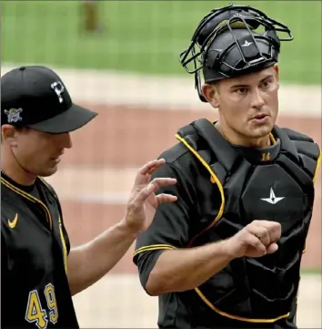  ?? Matt Freed/Post-Gazette photos ?? Catcher Luke Maile, acquired in the offseason for his defense and work with pitchers, is optimistic he can contribute at the plate, too. “I haven’t felt this good in a long time,” he said.