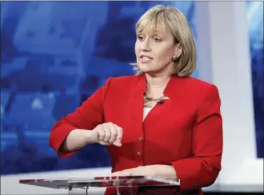  ?? AP PHOTO/JULIO CORTEZ ?? FIn this May 18, 2017 file photo, New Jersey Lt. Gov. Kim Guadagno speaks during a Republican gubernator­ial primary debate in Newark, N.J.