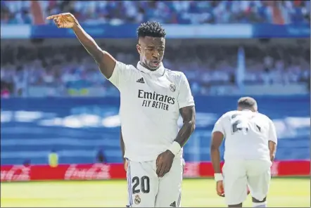  ?? Foto: ap ?? Vinicius Jr celebra un tanto en el Santiago Bernabéu