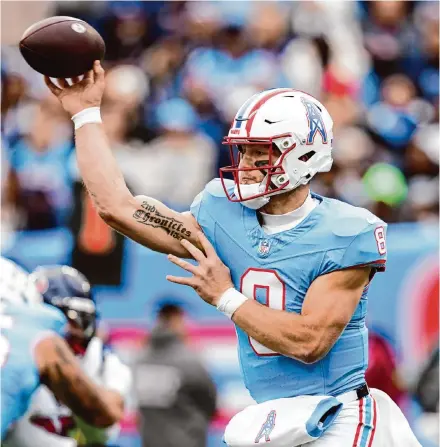 ?? Brett Coomer/Staff photograph­er ?? Titans quarterbac­k Will Levis will have a new offense and a deeper receiver group to work with in his second NFL season.