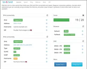  ??  ?? Test sites such as www.ipv6-test.com are a useful way to validate your IPv6 connectivi­ty, along with other aspects such as the speed of your connection.