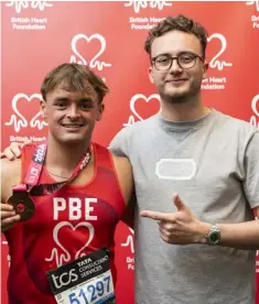  ?? Picture: Danny Fitzpatric­k ?? FRIENDS HELP FRIENDS: Tommie Predgen ran the London Marathon in memory of his best friend’s dad.