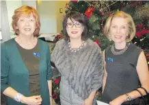  ??  ?? From left, silent auction chair Susan James, Total Skin Care Centre’s Ildi Arlette and Banff Aspen Lodge’s Dorothy Woolstencr­oft