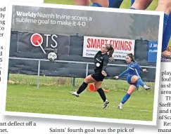  ?? ?? Worldy Niamh Irvine scores sublime goal a to make it 4-0