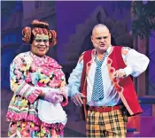  ??  ?? Big, bold and brash: Clive Rowe and Al Murray in the New Wimbledon’s Jack and the Beanstalk