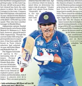  ?? AP ?? ■ India wicketkeep­er MS Dhoni will turn 38 during next year’s World Cup.