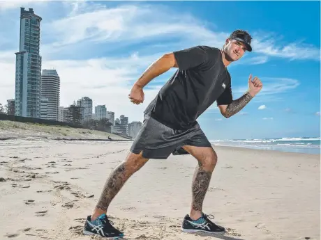  ?? Picture: JERAD WILLIAMS ?? Nathan Bell gets ready for the Gold Coast Airport Fun Run on June 30.