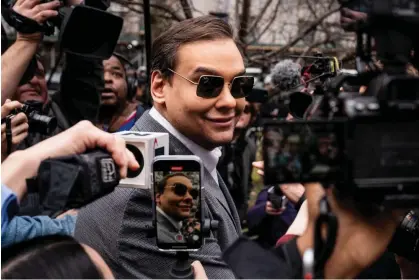  ?? Photograph: Mostafa Bassim/ Anadolu Agency via Getty Images ?? The then Republican congressma­n George Santos arrives at Manhattan court in New York on 4 April 2023.