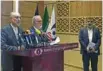  ?? - Reuters ?? SPELLING OUT: Iran’s nuclear chief Ali Akbar Salehi speaks during a joint press conference with European Commission­er for Energy and Climate, Miguel Arias Canete, in Tehran, Iran, on May 19, 2018.