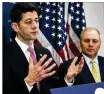  ?? NYT ?? House Speaker Paul Ryan, R-Wis., and House Majority Whip Steve Scalise, R-La., were forced to abandon their health care efforts.