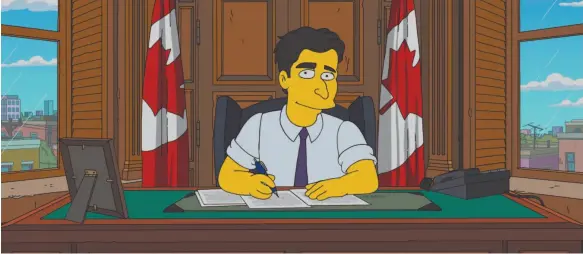  ?? CP PHOTO ?? Prime Minister Justin Trudeau will be portrayed in Sunday’s Canadian-themed episode of The Simpsons, which is titled D’Oh Canada.