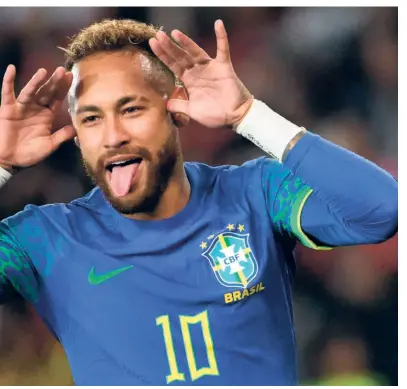  ?? AFP ?? The king: “Pele is the O’rei, the king. You can only go past his numbers, playing more matches. It is him who had made Brazilian football reach such a height,” says Neymar, who can go past the legend to be the highest scorer for Brazil.