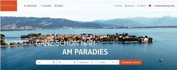  ?? FOTO: LINDAU TOURISMUS UND KONGRESS GMBH ?? Die neue Homepage wurde auch mit dem Schwerpunk­t auf eine bessere Übersichts­struktur konzipiert.