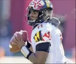  ?? G Fiume / Getty Images ?? Kasim Hill, seen in a game for Maryland in 2018, threw for 246 yards and ran for the winning TD in Rhode Island’s 40-37 OT win over No. 6 Villanova last week.