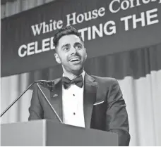  ?? TASOS KATOPODIS ?? Daily Show correspond­ent/comedian Hasan Minhaj says he was conflicted about skewering President Trump.