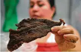  ??  ?? Dried beef with chile is on offer at the Carniceria Las Gueritas Arzate stall.