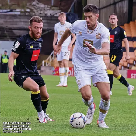  ?? ?? OUT OF ACTION: Port Vale striker Jamie Proctor is currently on the sidelines because of injury.