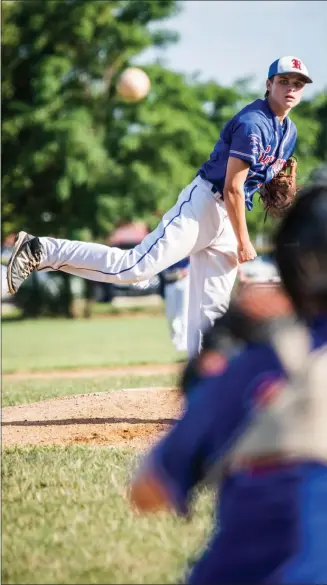  ?? JAMES BEAVER/FOR MEDIA NEWS GROUP ?? Roslyn pitcher Michael Yoast (17) threw a gem of a game against Fort Washington in Legion playoff action Friday night.