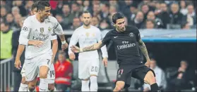  ?? FOTO: SIRVENT ?? Cristiano persigue a Di María en el último Real Madrid-PSG, con 1-0 para los blancos