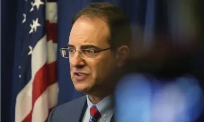  ??  ?? Colorado attorney general Phil Weiser at a news conference in Denver, Colorado, on Wednesday. Photograph: David Zalubowski/AP