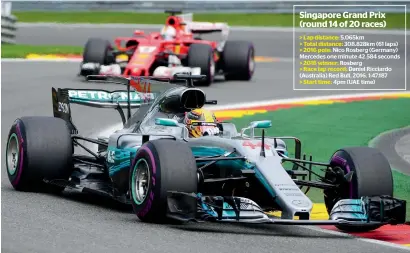  ?? AFP ?? Mercedes driver Lewis Hamilton drives ahead of Ferrari’s Sebastian Vettel during the Belgian Formula One Grand Prix. —