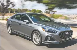  ??  ?? The 2018 Hyundai Sonata has earned a Top Safety Pick+ rating from the U.S. Insurance Institute of Highway Safety.