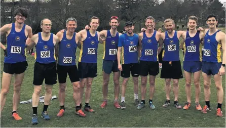  ??  ?? Team Bath’s senior men at the final Gloucester­shire Cross Country League fixture