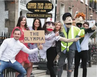  ??  ?? The cast of ‘Copper Face Jacks: The Musical’ launch the puppet-based theatre show