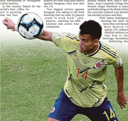  ?? REUTERS PIC ?? Colombia winger Luis Diaz’s goal against Paraguay was disallowed following a VAR review for handling the ball.