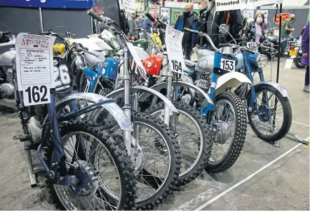  ??  ?? The Greeves Riders Associatio­n had made the very most of its stand with 11 bikes on display.