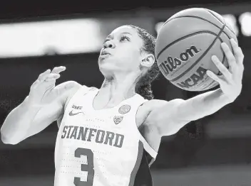  ?? Carmen Mandato / Getty Images ?? Stanford guard Anna Wilson hopes to join her big brother, Seattle Seahawks quarterbac­k Russell Wilson, as a championsh­ip winner. Three more victories, starting Tuesday against Louisville, will do the trick.