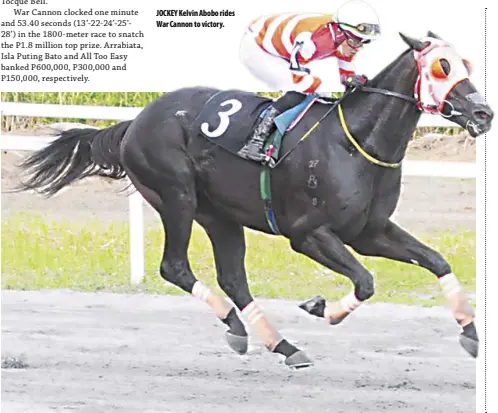  ?? ?? JOCKEY Kelvin Abobo rides War Cannon to victory.