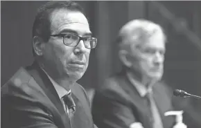  ?? TONI L. SANDYS/THE WASHINGTON POST VIA AP, POOL ?? Treasury Secretary Steve Mnuchin said the decision to end several emergency loan programs was based on the fact that the programs were not being heavily utilized.