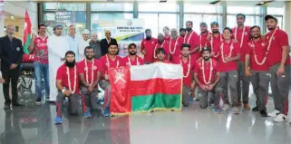  ??  ?? GRAND WELCOME : Madhu Jesrani, Secretary Oman Cricket and team manager, was delighted at Oman team achieving its prime goal of qualifying for the World Cup.