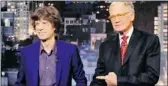  ?? CBS ?? Mick Jagger, left, had some music lessons for David Letterman on Tuesday.