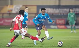  ?? ?? Posh’s Nathanael Ogbeta in action against Fleetwood Town