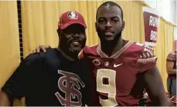  ?? COURTESY OF JACQUES PATRICK ?? Former FSU and Timber Creek running back Jacques Patrick, right, had a close bond with his late father, Peter Gerard Hayes, left.